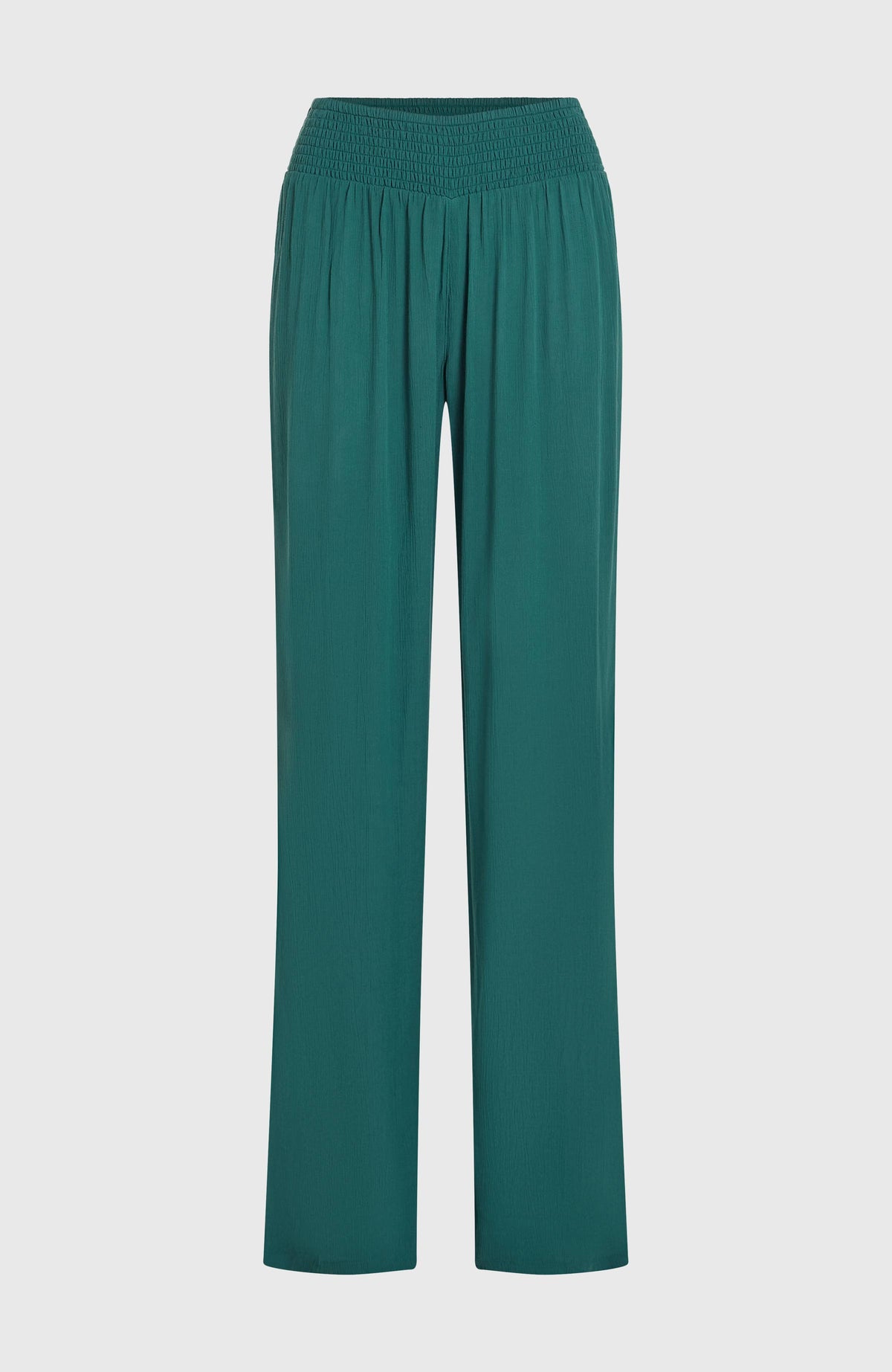 Johnny Hose mit gesmoktem Bund für Damen, grün, freigestellt von vorne mit weitem Bein