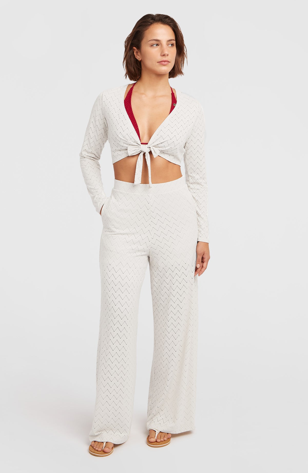 O'Riginals Wide-Leg Hose für Damen, weiß, Ganzkörperansicht von vorne, getragen am Model