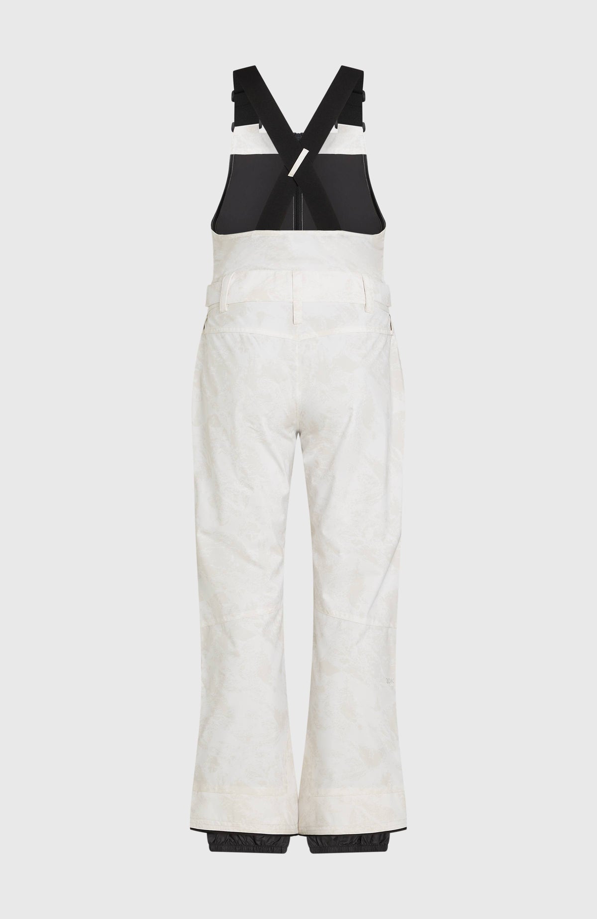 FWC'Peak Bib Skihose für Damen, weiß, freigestellt von hinten mit gekreuzten Trägern