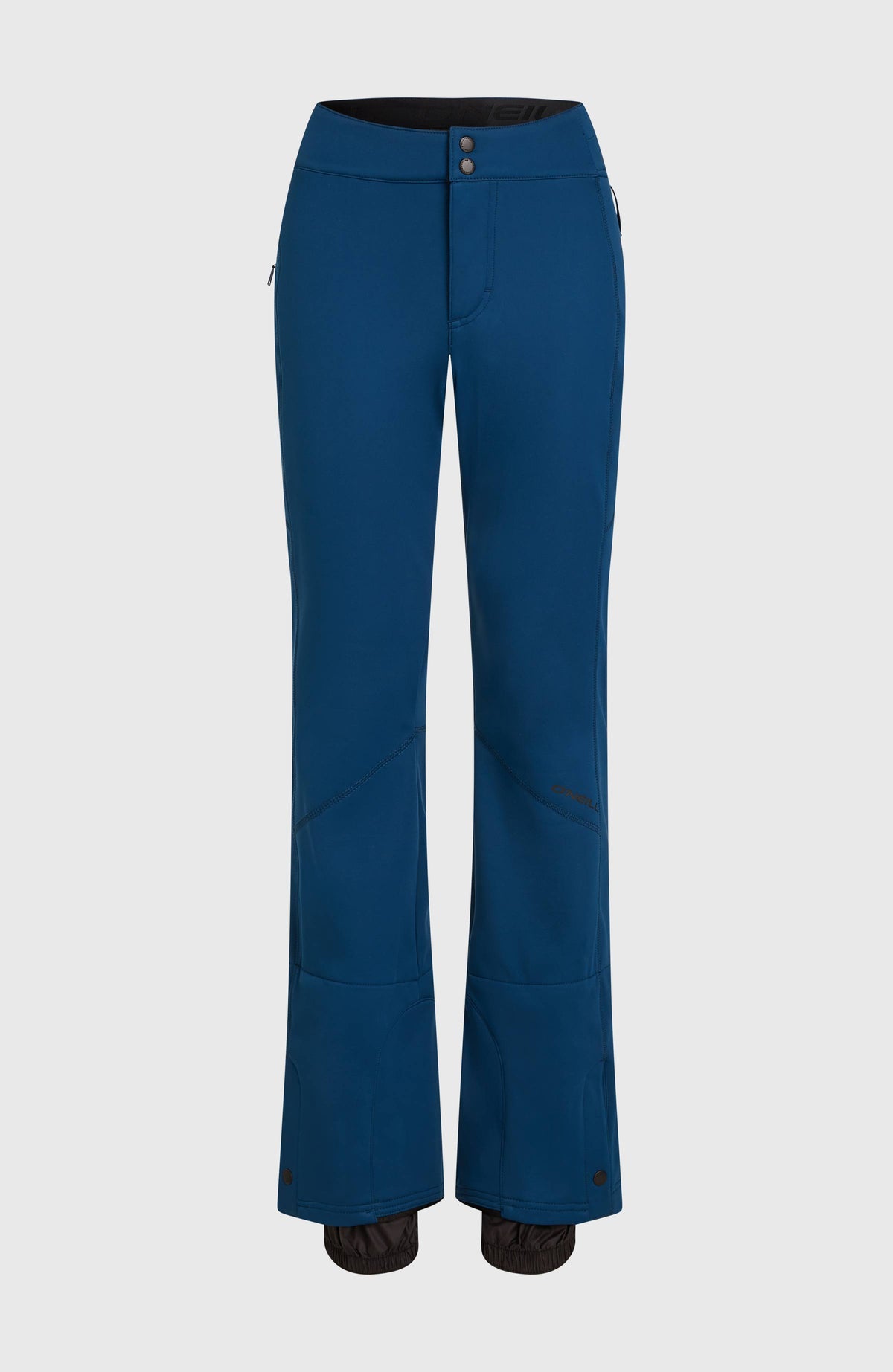 FWC'Cruz Softshell-Skihose für Damen, blau, freigestellt von vorne mit elastischem Saum
