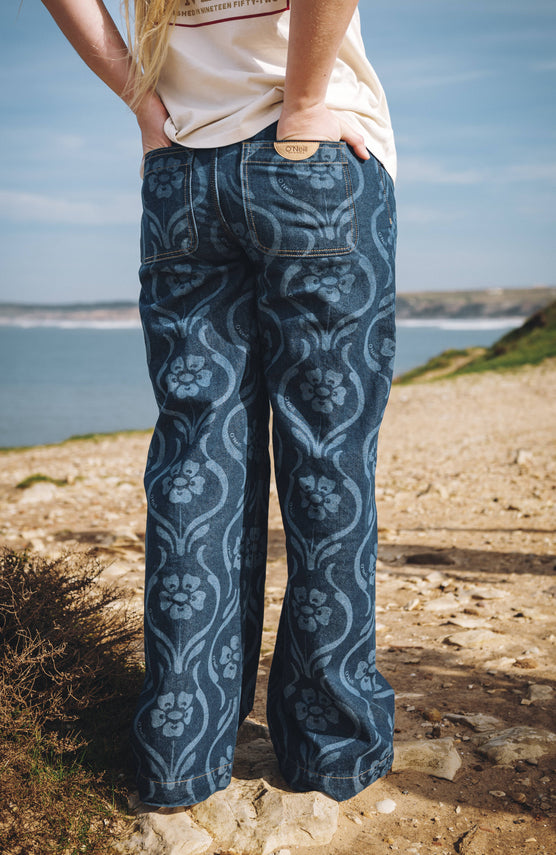 O'Riginals Denim-Hose | Blue Artdeco Floral Jean