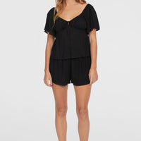 Johnny Smocked Waist Shorts | Black Out