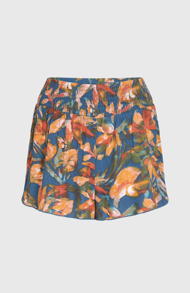 Johnny Smocked Waist Shorts | Blue Painted Tropics