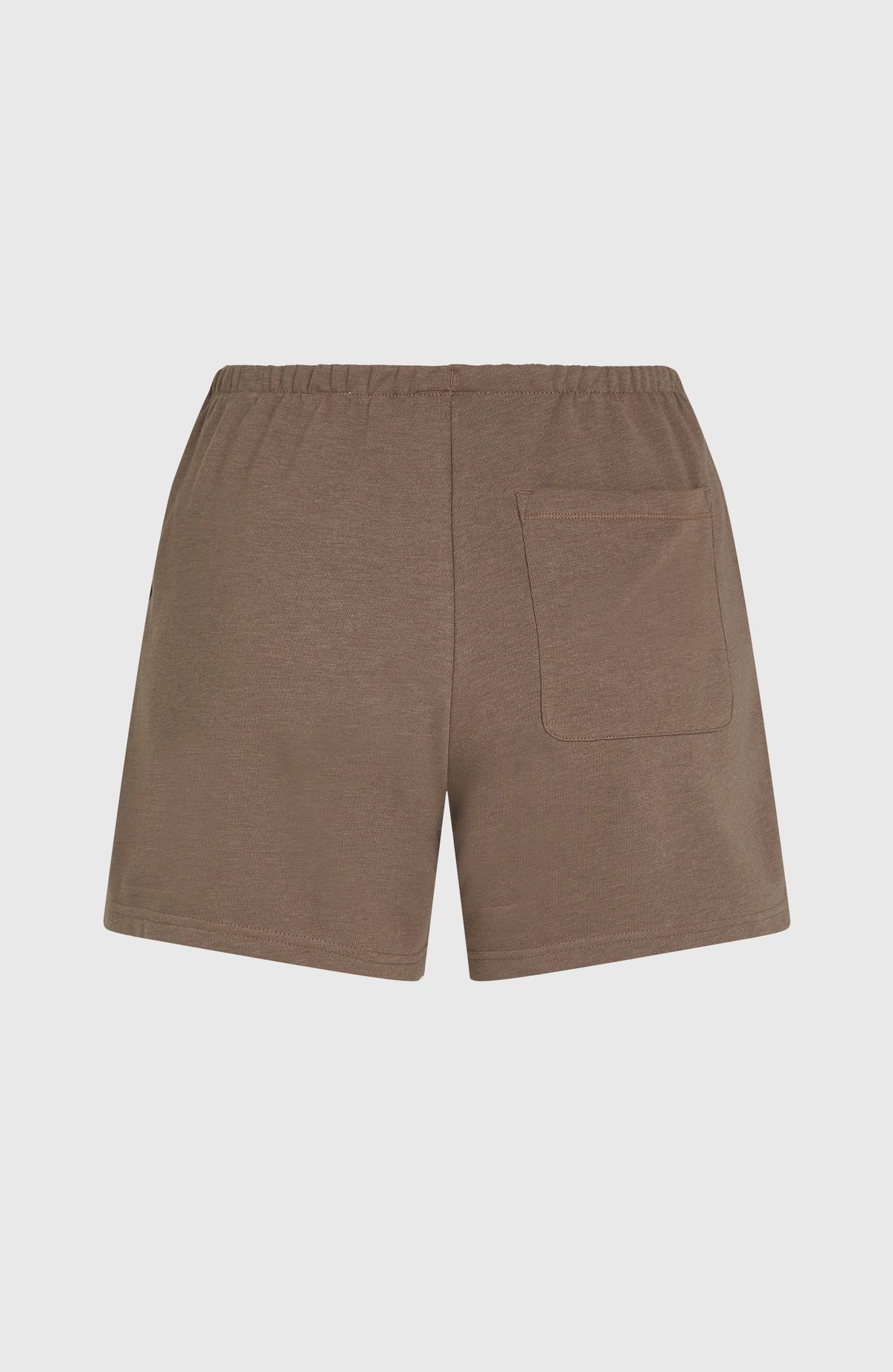 Essentials O'Neill Script Sweatshorts, braun, flach liegend von hinten mit Gesäßtasche