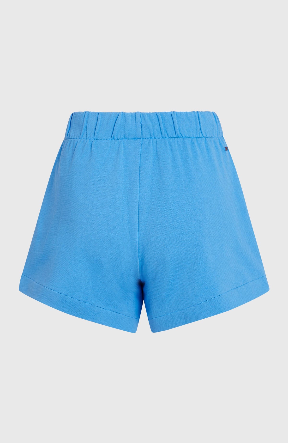 Women of the Wave Sweatshorts, blau, flach liegend von hinten mit elastischem Bund