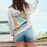 Beach Vintage Kapuzenjacke mit Reißverschluss | White Melange