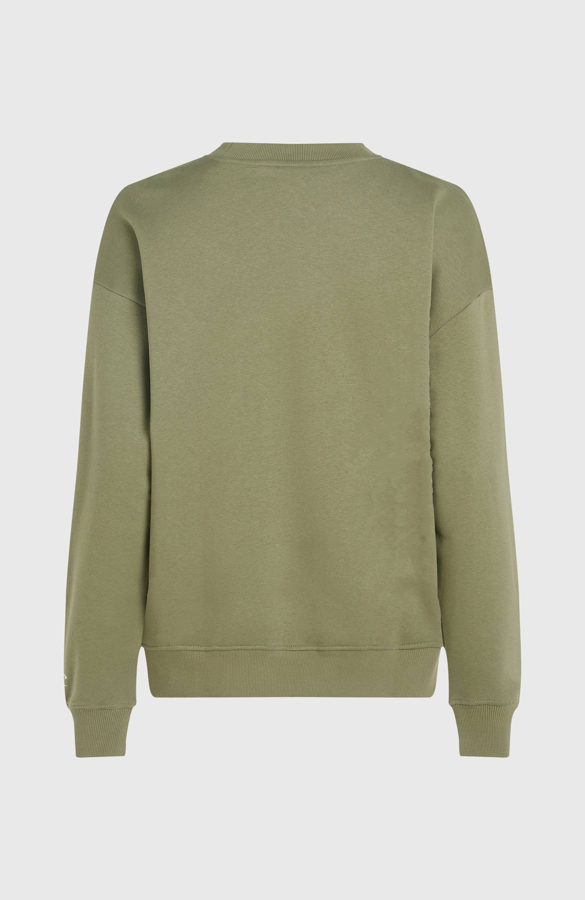 Future Surf Crew Sweatshirt für Damen, grün, freigestellt von hinten mit gerippten Bündchen