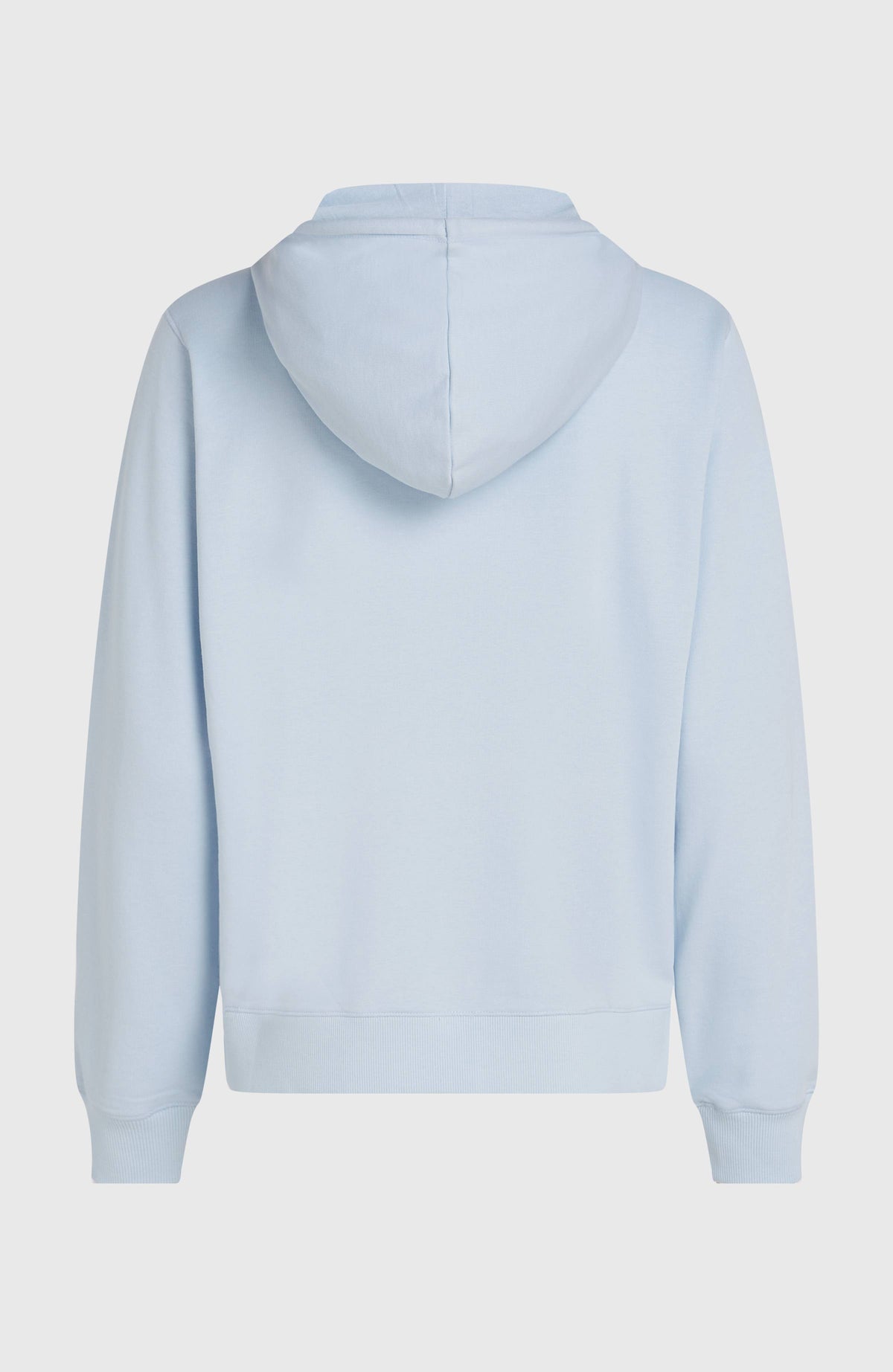 Essentials Script Hoodie für Damen, blau, freigestellt von hinten mit Kapuze und elastischem Saum