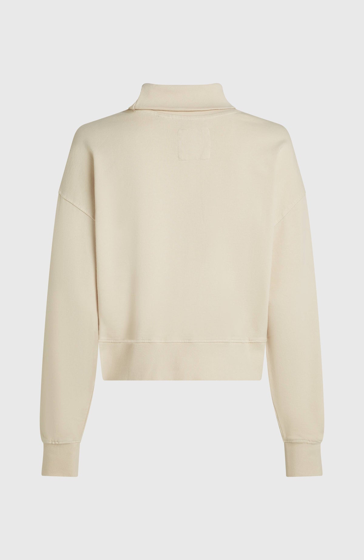 O'Riginals Crew Sweatshirt für Damen, weiß, freigestellt von hinten mit Ziernaht unterhalb des Kragens