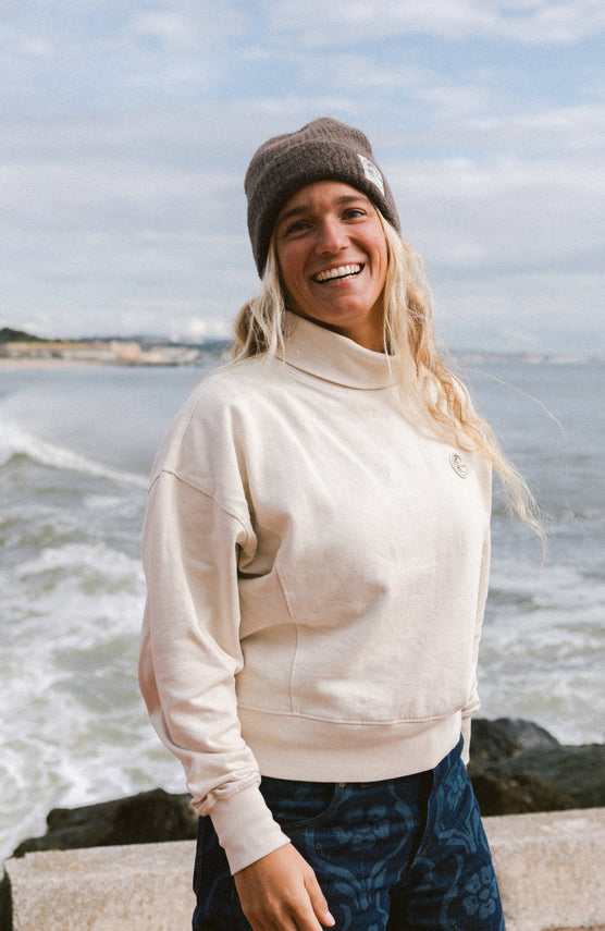 O'Riginals Crew Sweatshirt mit hohem Kragen | Linen White