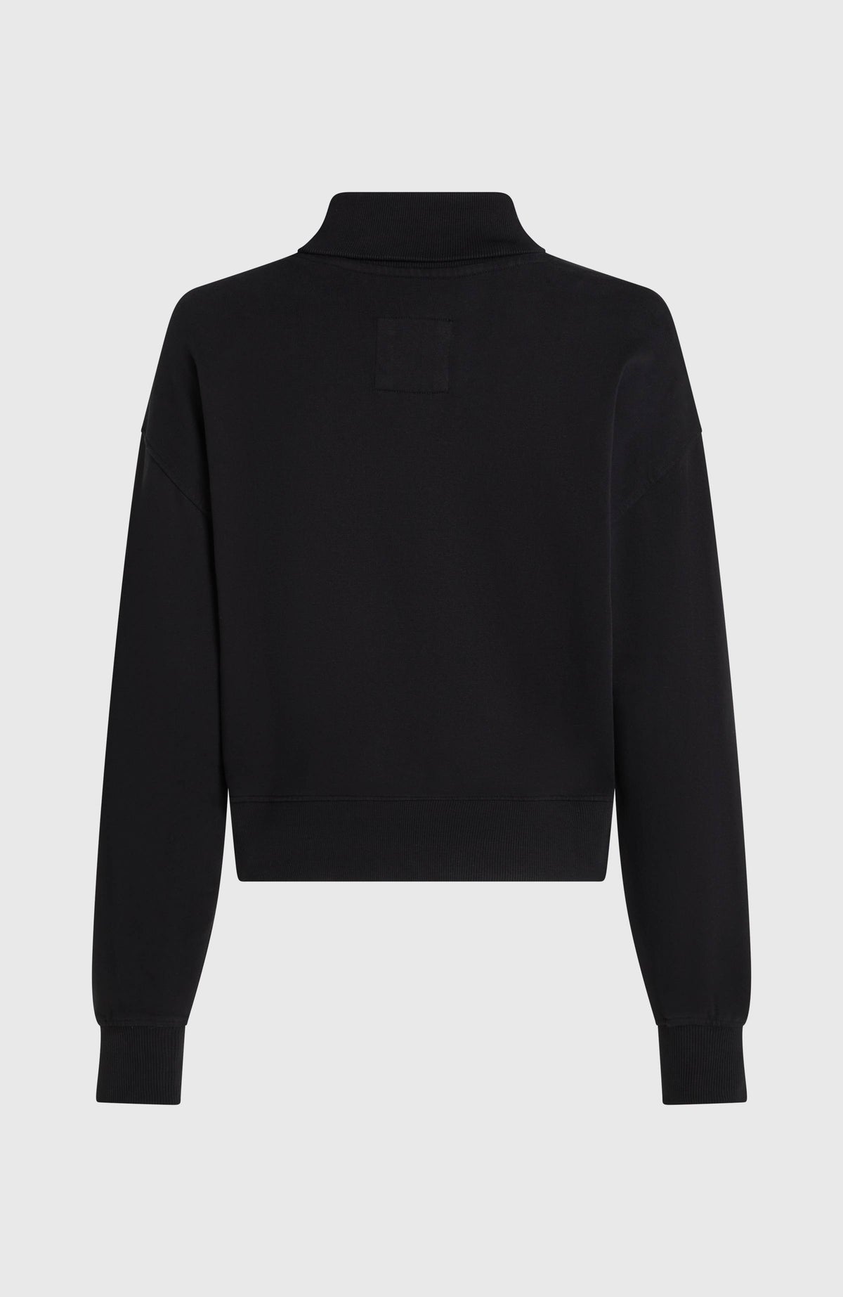 O'Riginals Crew Sweatshirt für Damen, schwarz, freigestellt von hinten mit Ziernaht unter dem Kragen