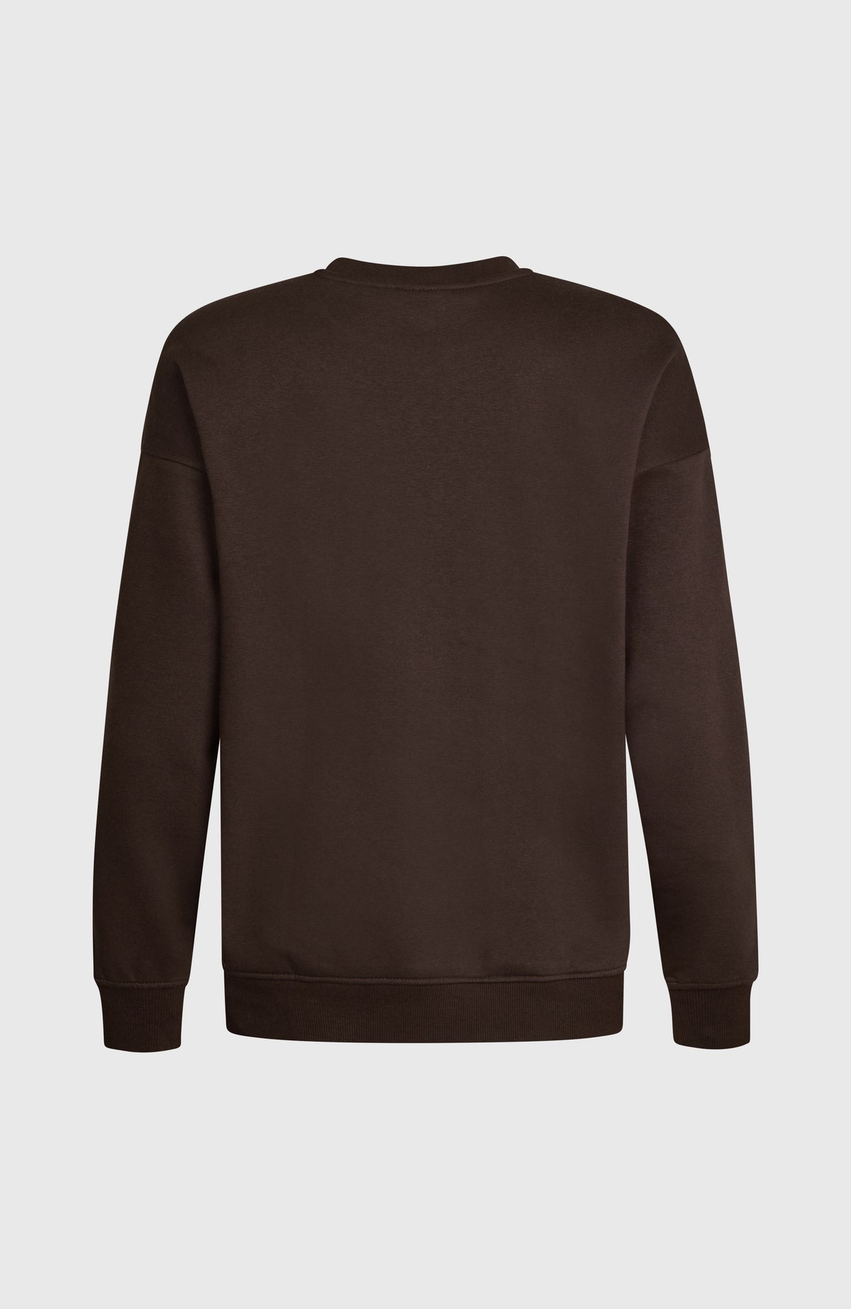 THE FUTURE SURF SOCIETY CREW Sweatshirt für Damen, braun, freigestellt von hinten mit geripptem Saum