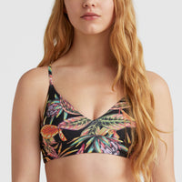 Wave Bikini Oberteil | Black Tropical Flower