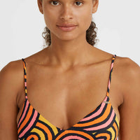 Wave Crop Bikini-Oberteil | Orange Rainbow Stripe