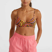 Wave Crop Bikini-Oberteil | Orange Rainbow Stripe