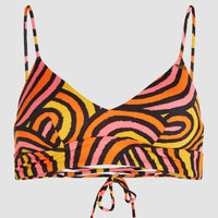 Wave Crop Bikini-Oberteil | Orange Rainbow Stripe