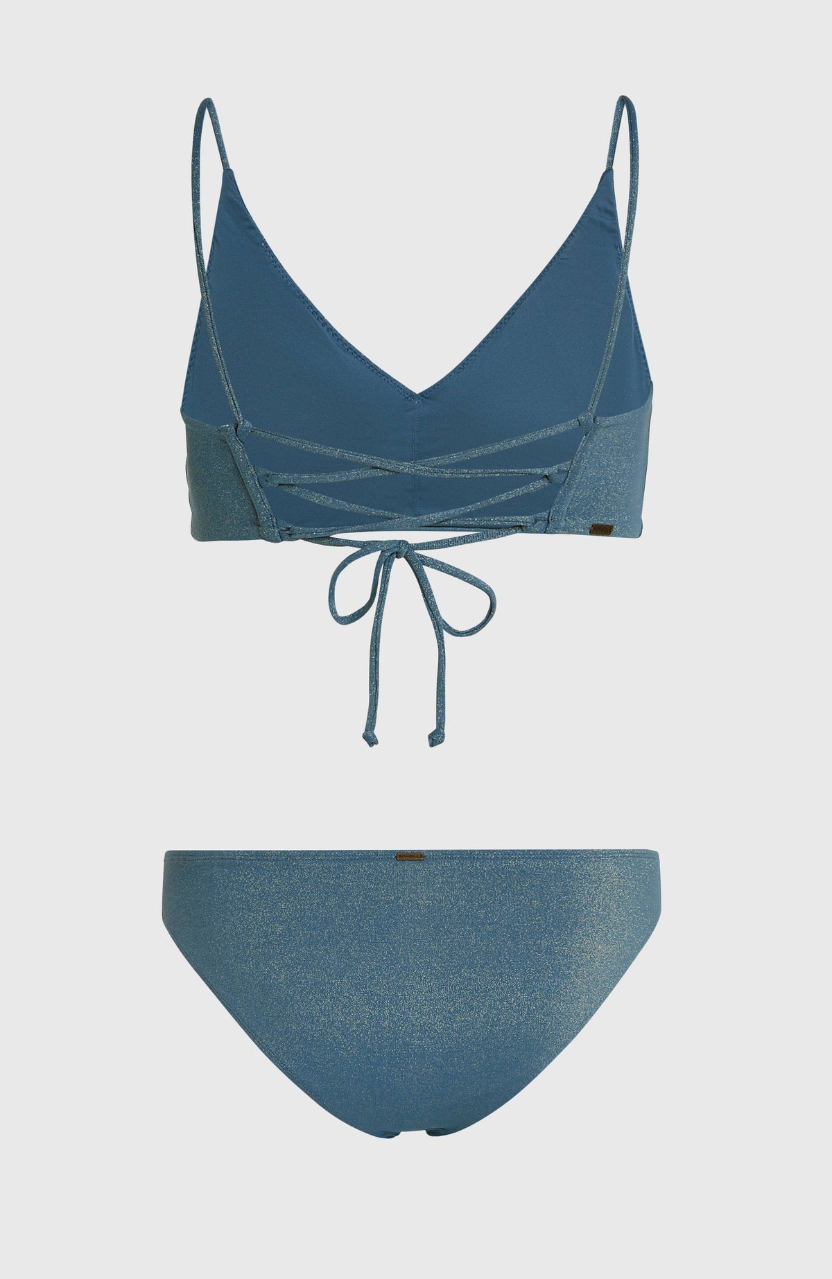 Beach Vintage Midles Rita Bikini-Set für Damen, blau, freigestellt von hinten mit Schnürung am Bikinioberteil