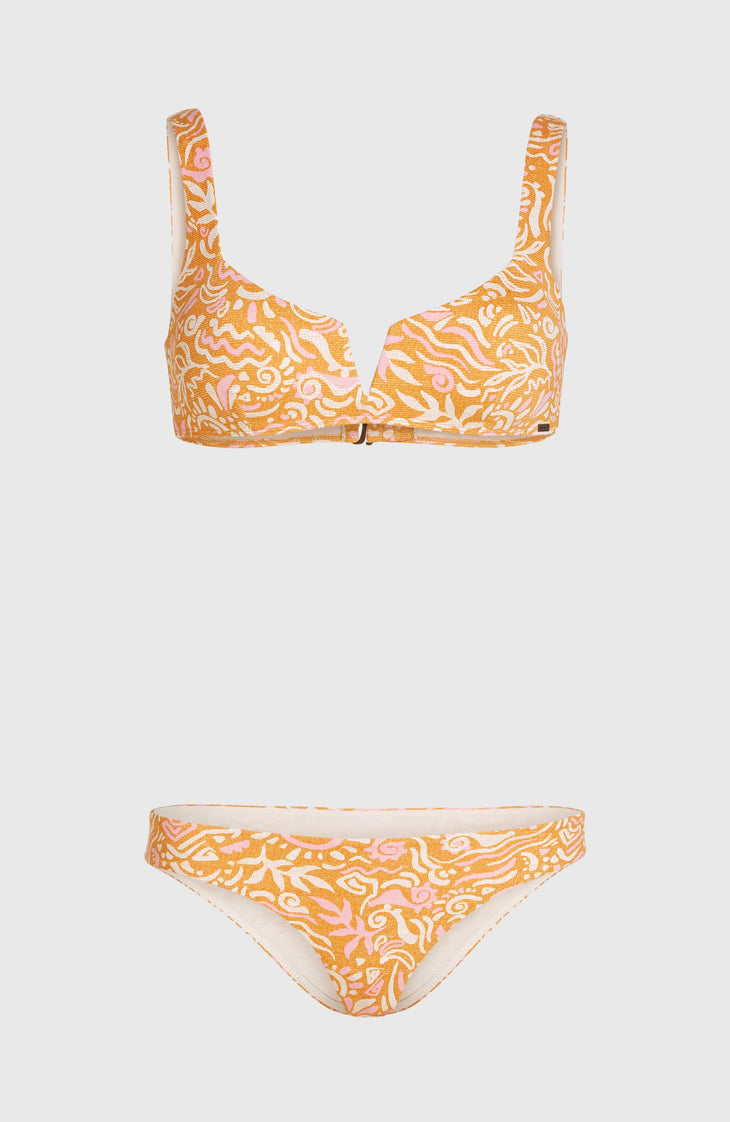 Women Of The Wave Popoyo Matira Bikini-Set | Orange Abstract Wave