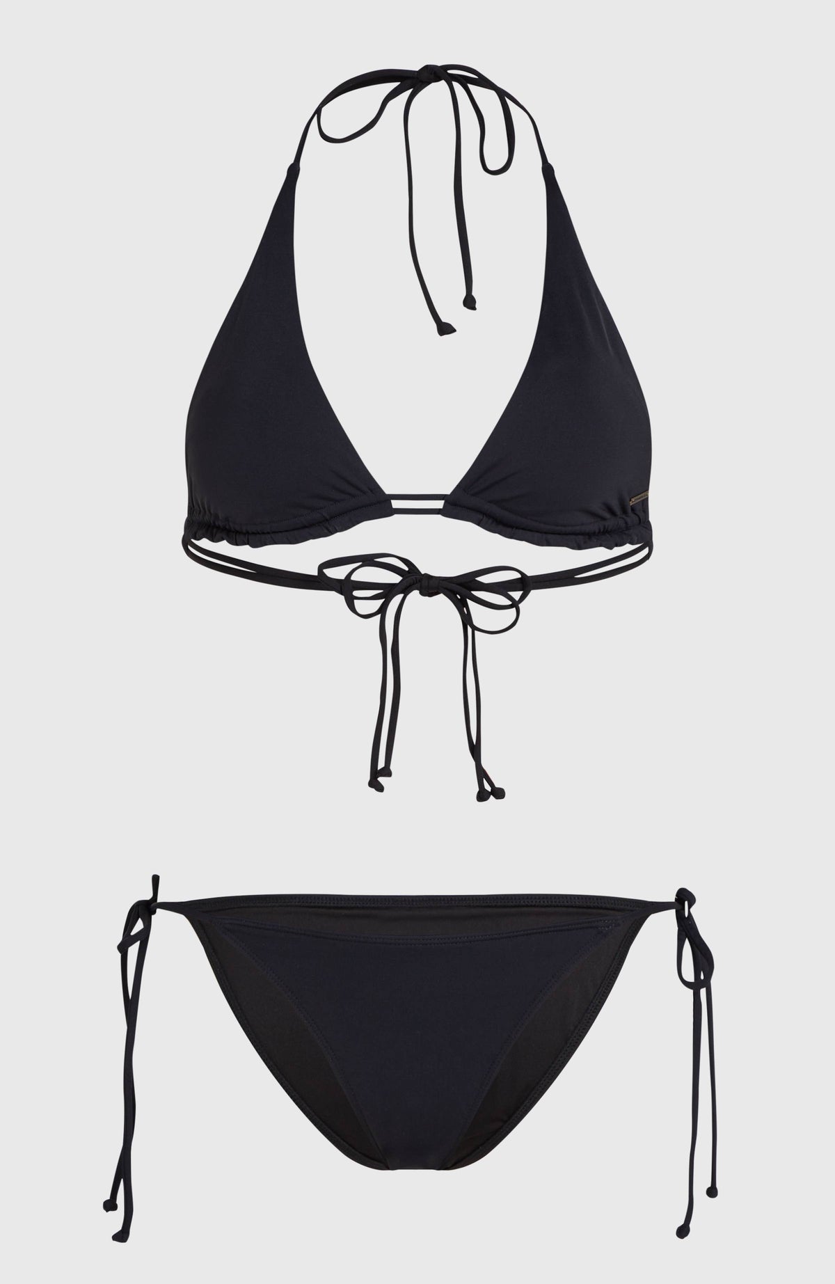 Women Of Bikini-Set für Damen, schwarz, flach liegend von vorne, Oberteil und Hose mit Bindebändern