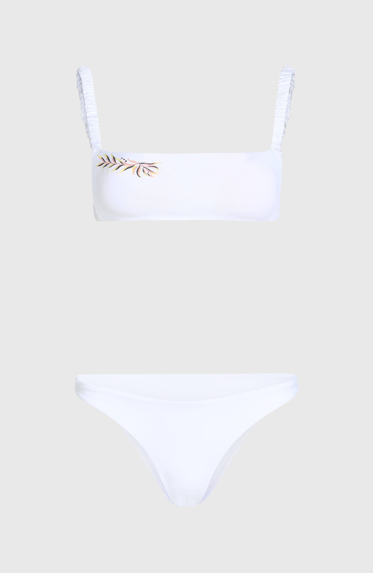 Bundoran Flamenco Bikini-Set für Damen, weiß, Oberteil und Bikinihose freigestellt von vorne