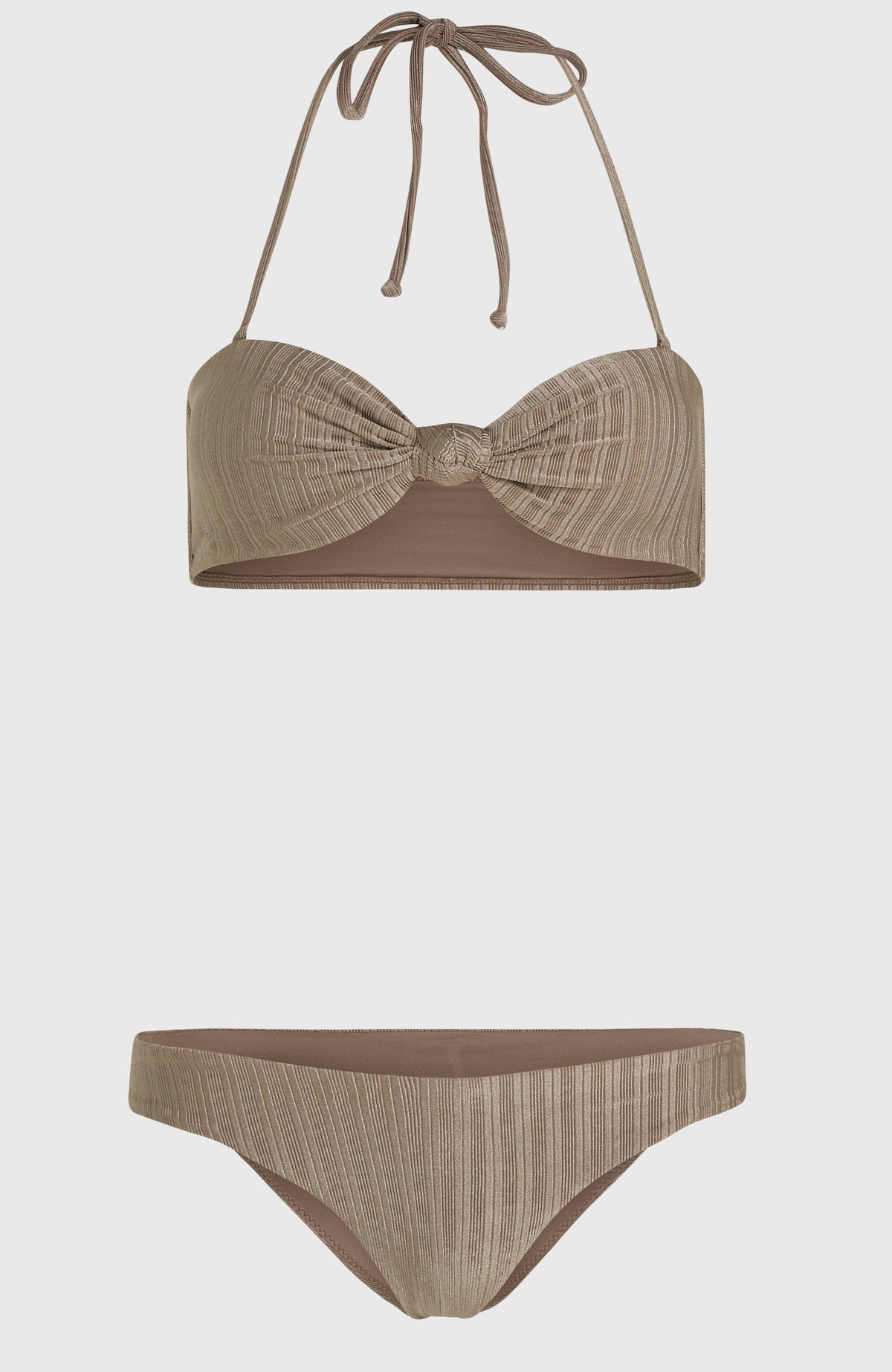 Knot Bandeau Matira Bikini-Set für Damen, braun, flach liegend von vorne