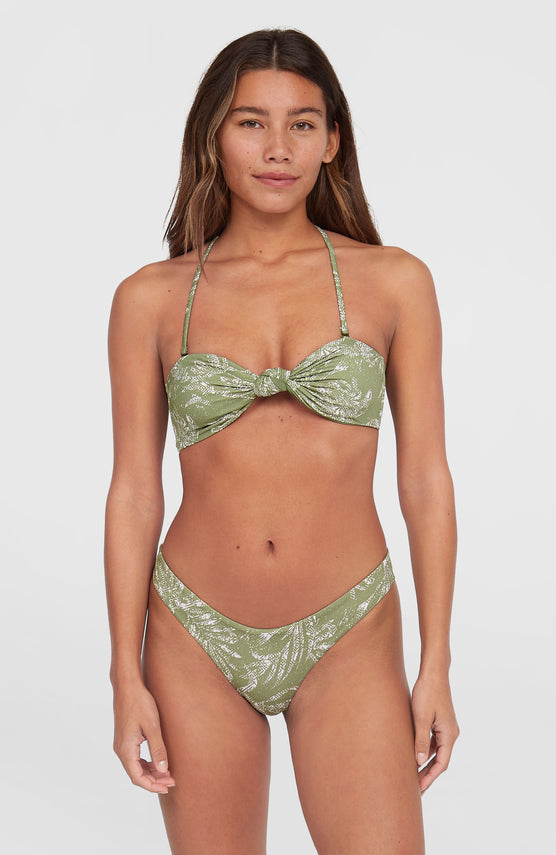 Knot Bandeau Matira Bikini-Set | Green Textured Jungle