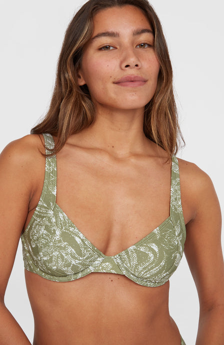 Elsie Bikini-Oberteil mit Bügeln | Green Textured Jungle