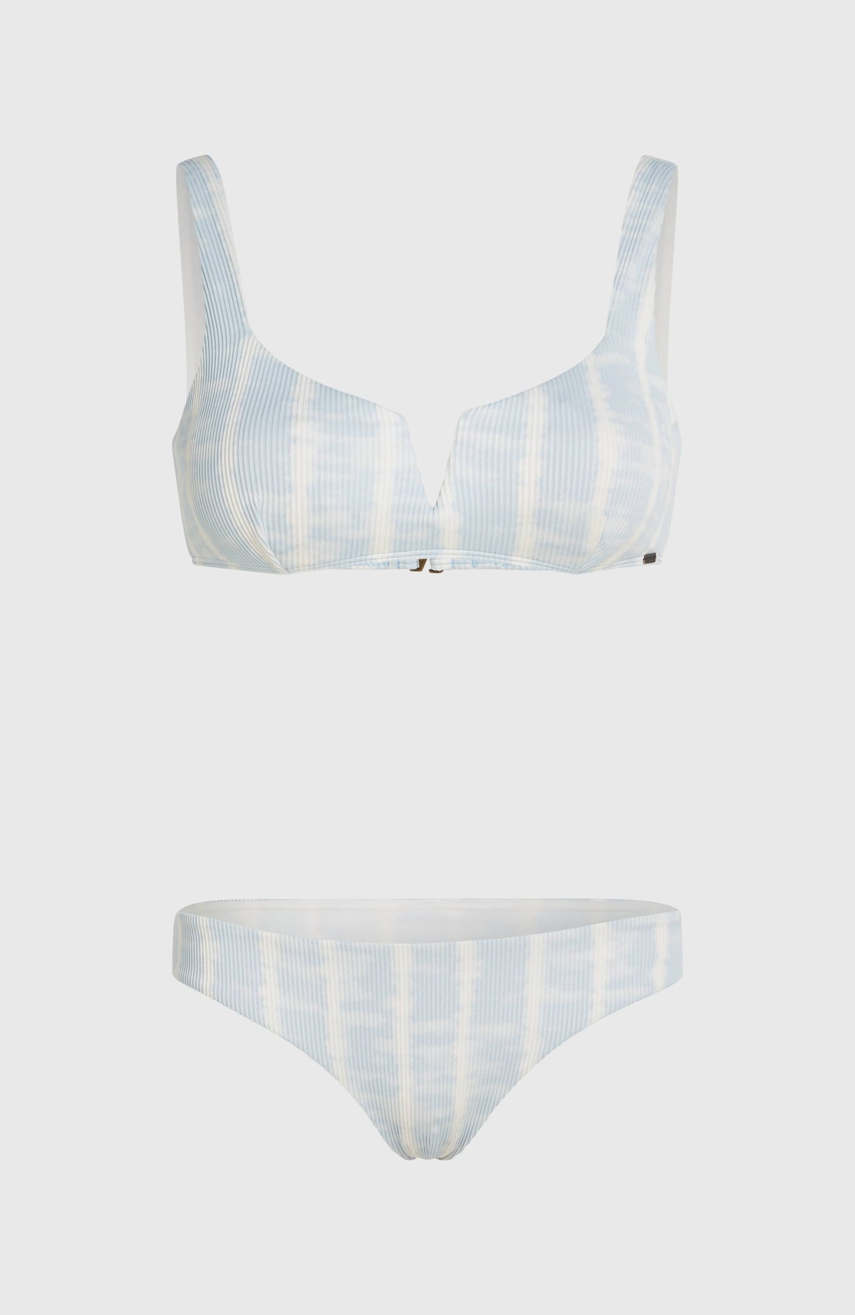 Women Of Bikini-Set für Damen, blau mit Batikmuster in Weiß, freigestellt von vorne