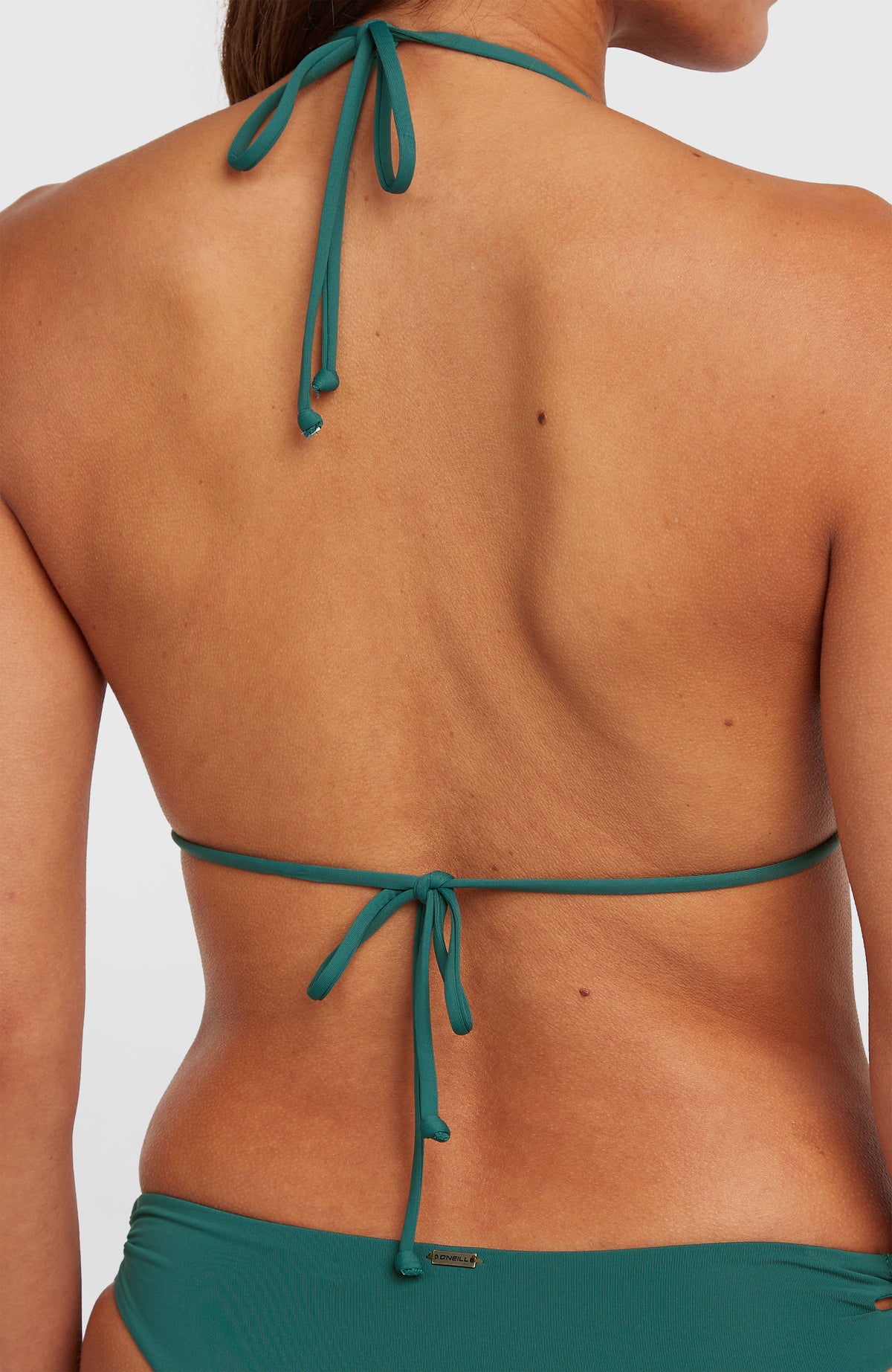 3X Schnelltrocknendes Bikini-Set für Damen, grün, Nahaufnahme der Bindebänder an der Rückseite