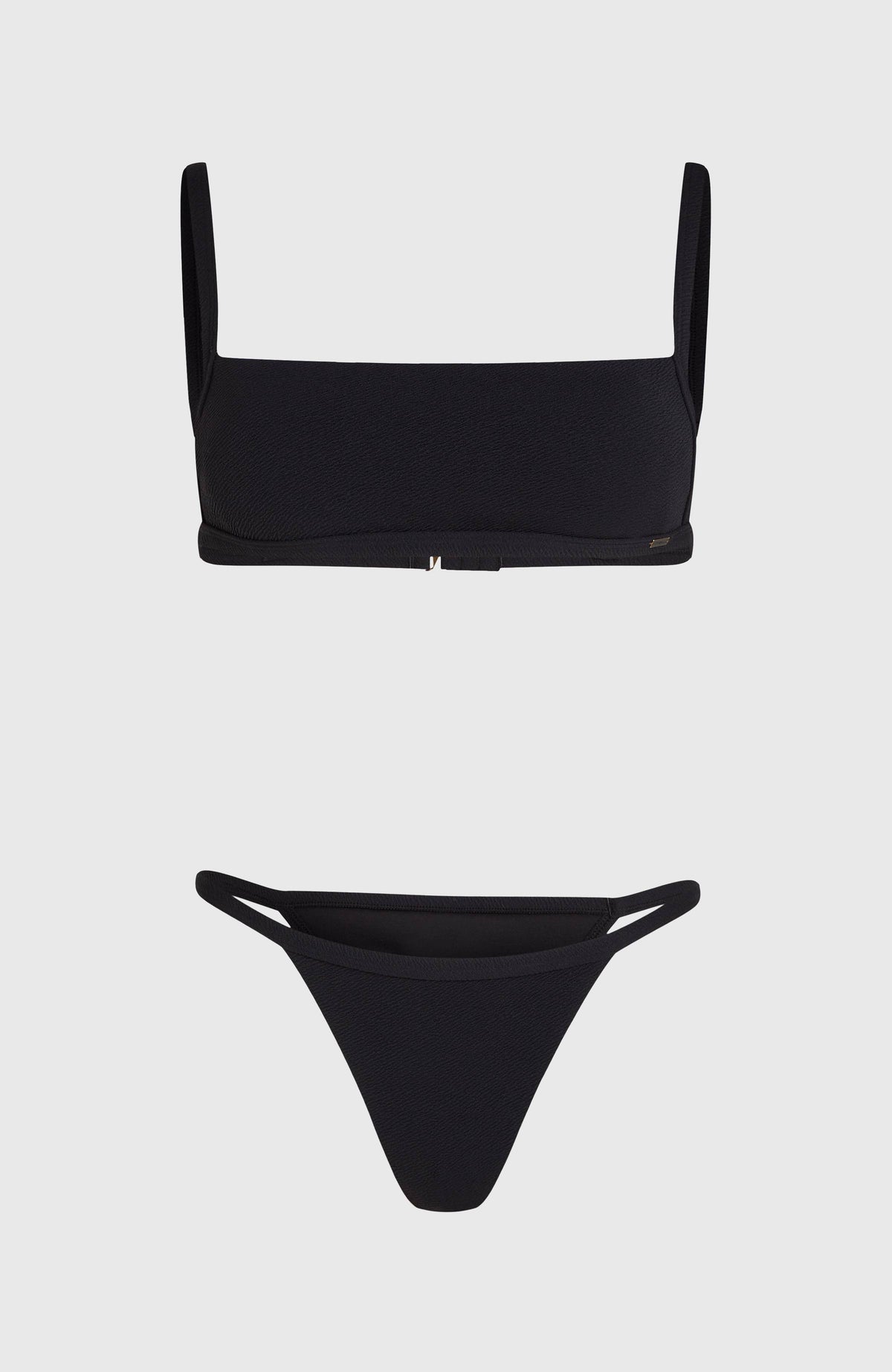 Paloma Bikini-Set für Damen, schwarz, freigestellt von vorne, Oberteil und Bikinihose