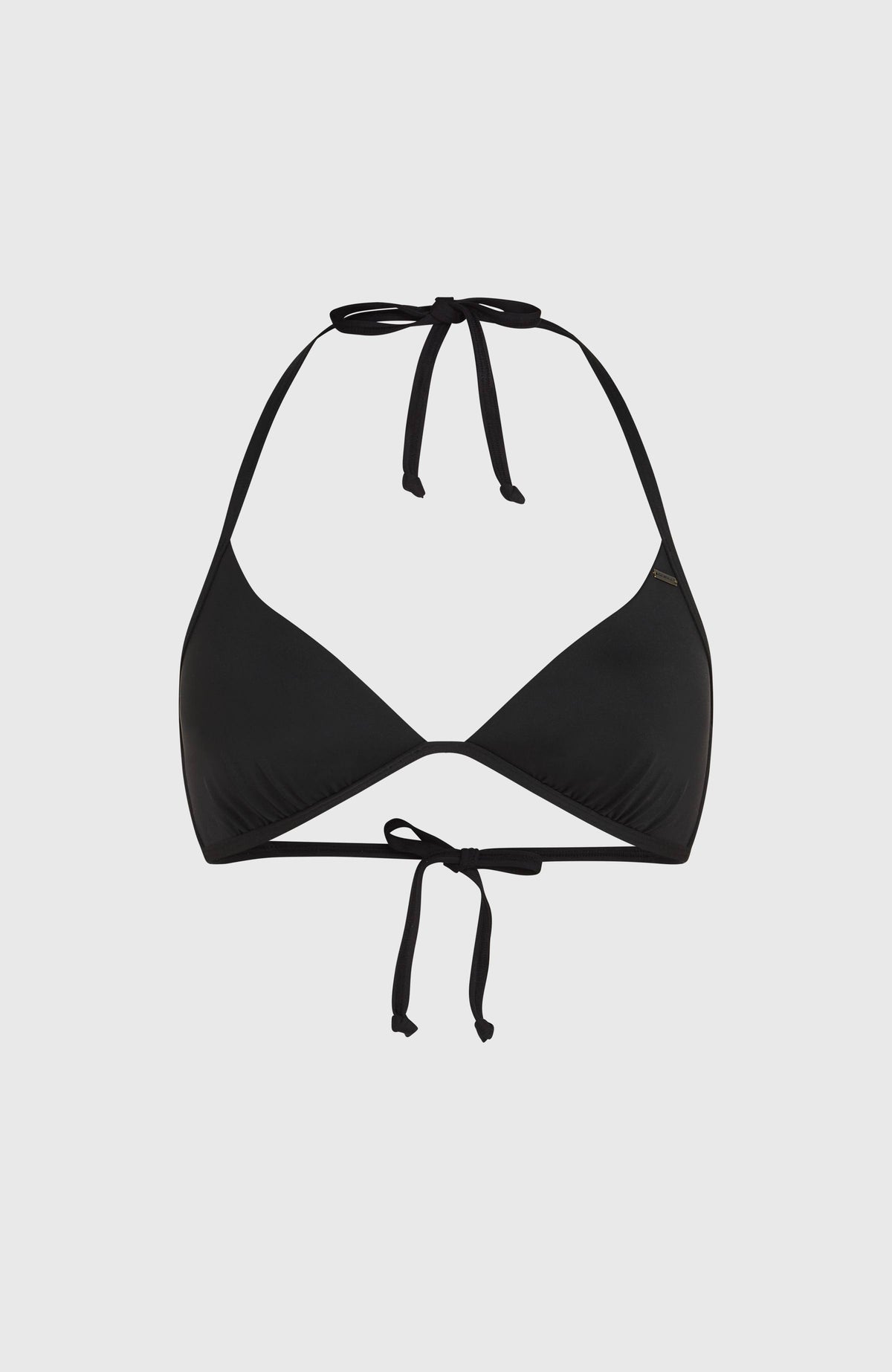 Sao Bikini-Oberteil für Damen, schwarz, freigestellt von vorne mit Bindebändern