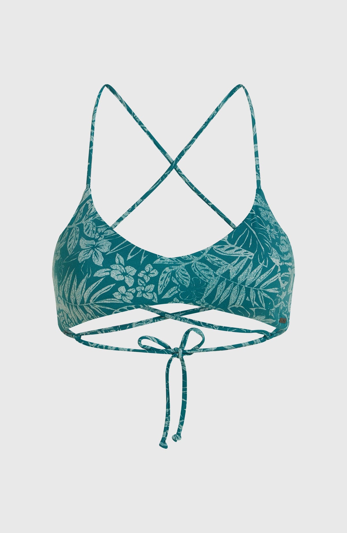 Huntington Bralette Bikini-Oberteil für Damen, grün mit Pflanzenmuster in Hellgrün, freigestellt von vorne