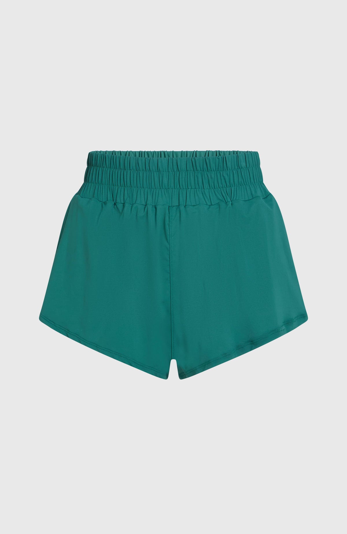Must-Have Badehose für Damen, grün, flach liegend von vorne mit elastischem Raffbund