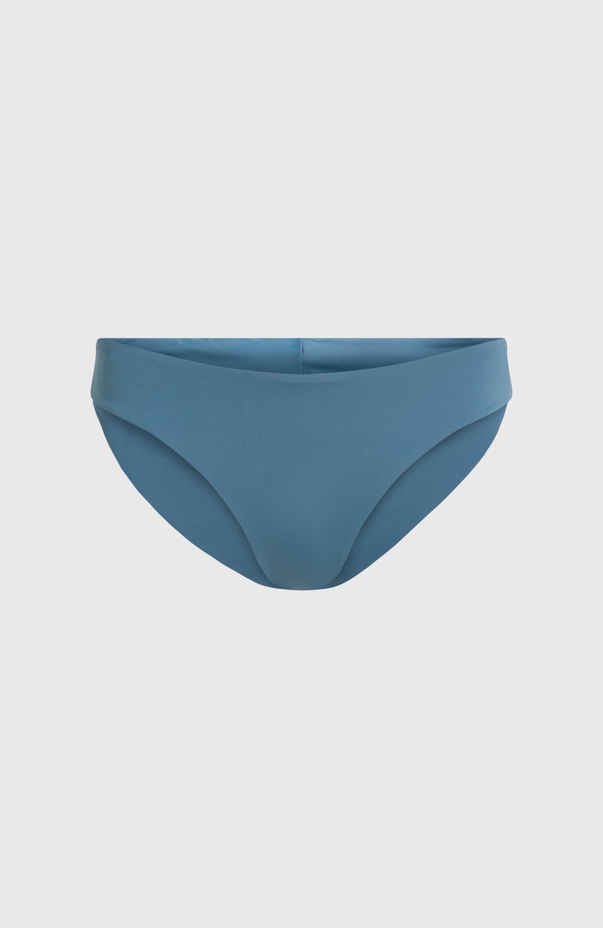 Blaue Maoi Bikinihose für Damen, flach liegend von vorne freigestellt