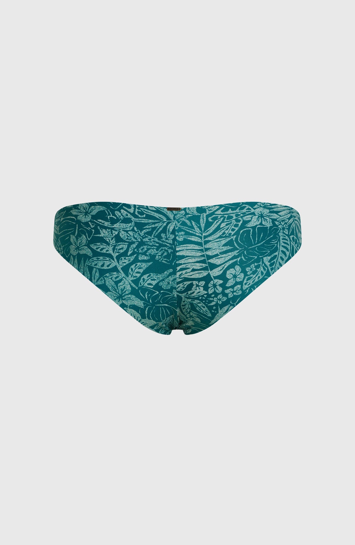 Maoi Bikinihose für Damen, grün mit Pflanzenmuster in Hellgrün, freigestellt von hinten