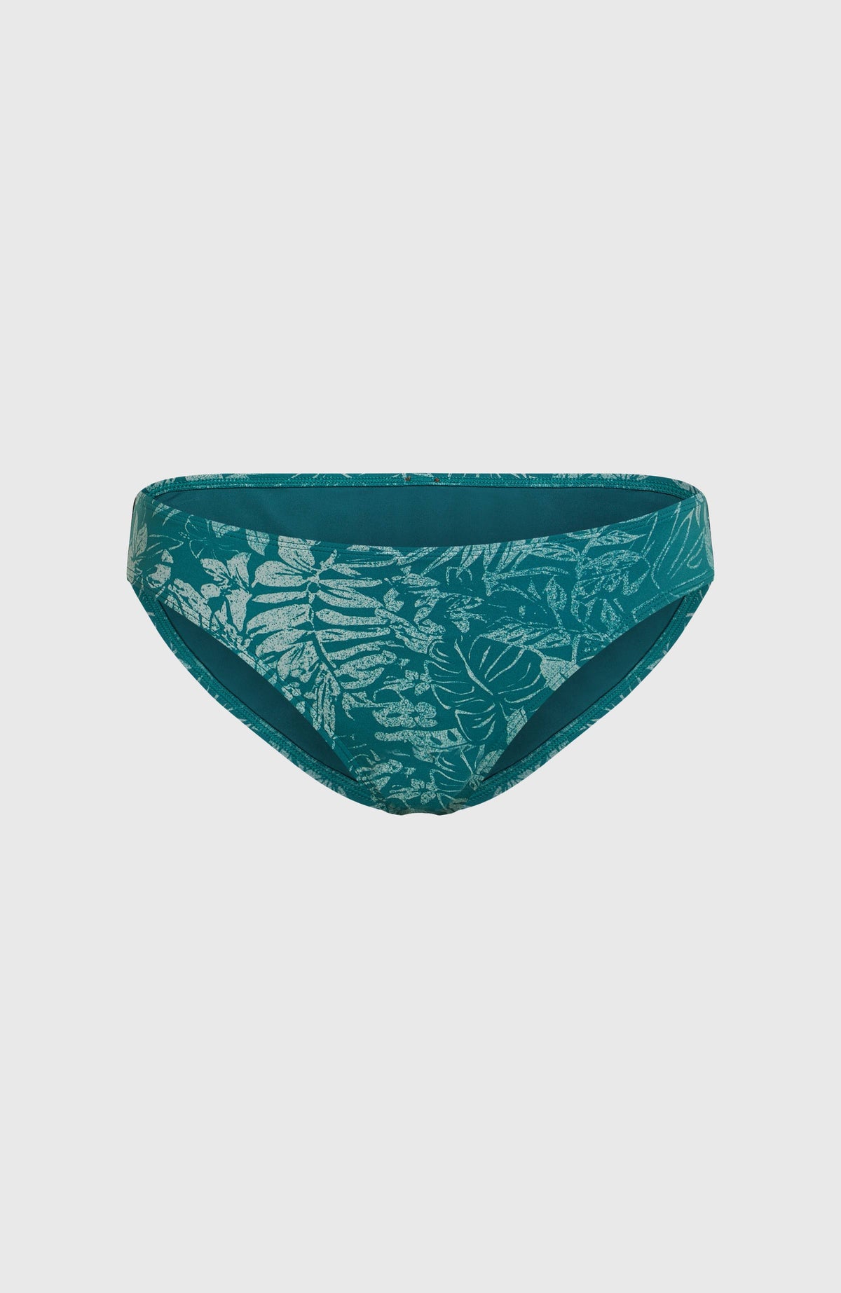 Rita Bikinihose für Damen, grün mit Pflanzenmuster in Hellgrün, flach liegend von vorne