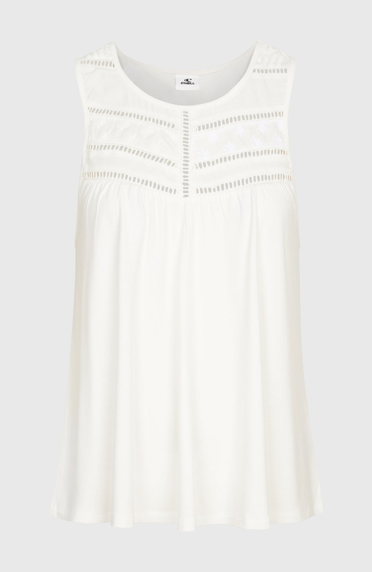 Essentials Tokeena Tanktop mit Stickerei für Damen, weiß, freigestellt von vorne