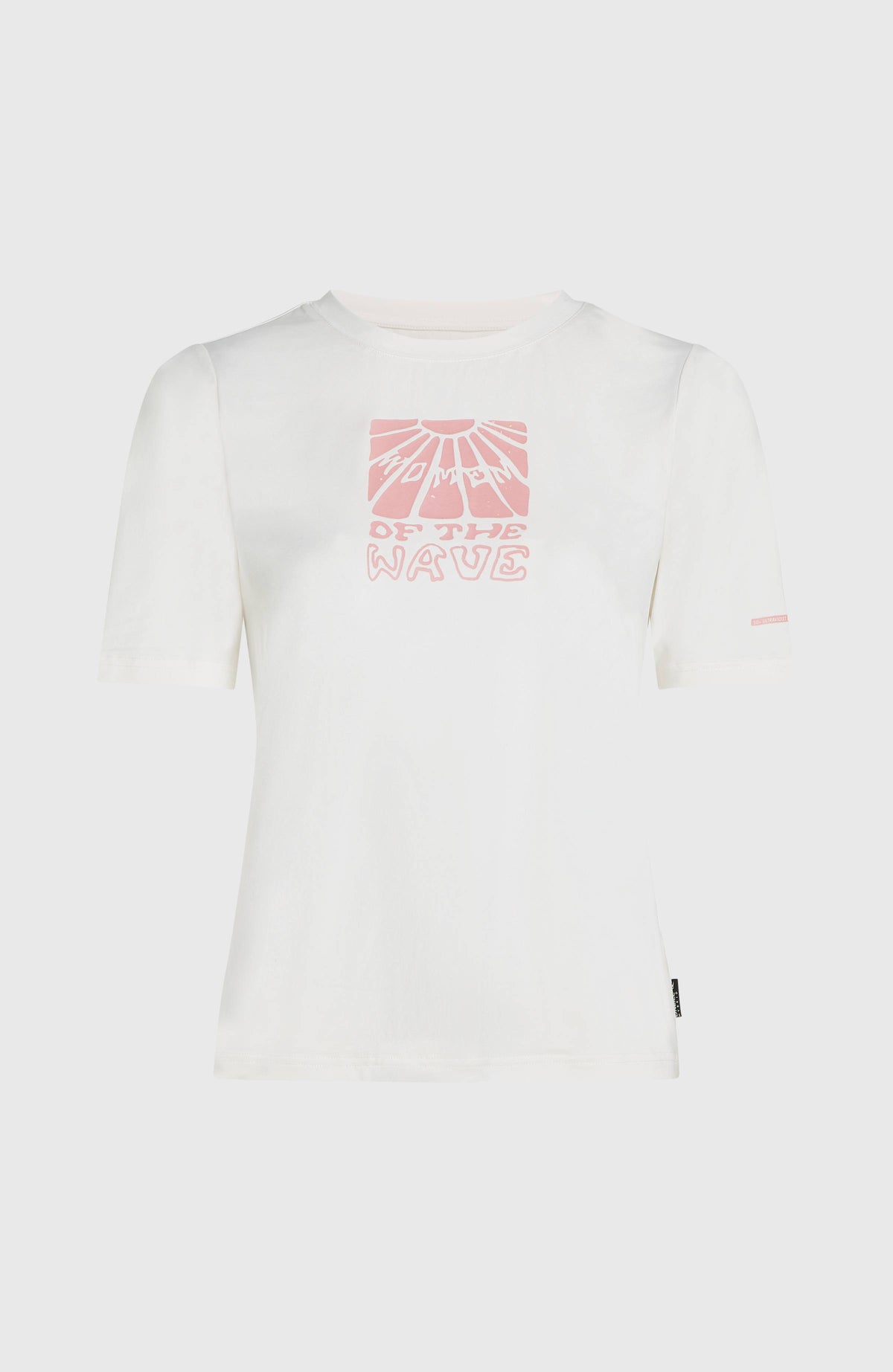Polygiene UPF 50+ T-Shirt für Damen, weiß mit Grafikprint in Rosa, freigestellt von vorne