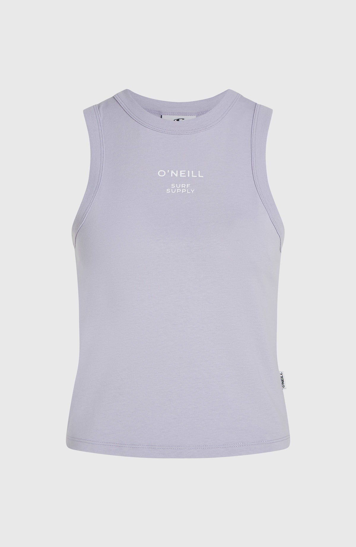 Summer Must Haves Graphic Tanktop für Damen, lila, freigestellt von vorne mit rundem Halsausschnitt