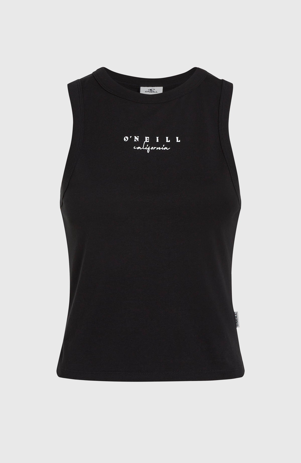 Summer Must Haves Graphic Tanktop für Damen, schwarz mit Logo-Print in Weiß, freigestellt in der Vorderansicht