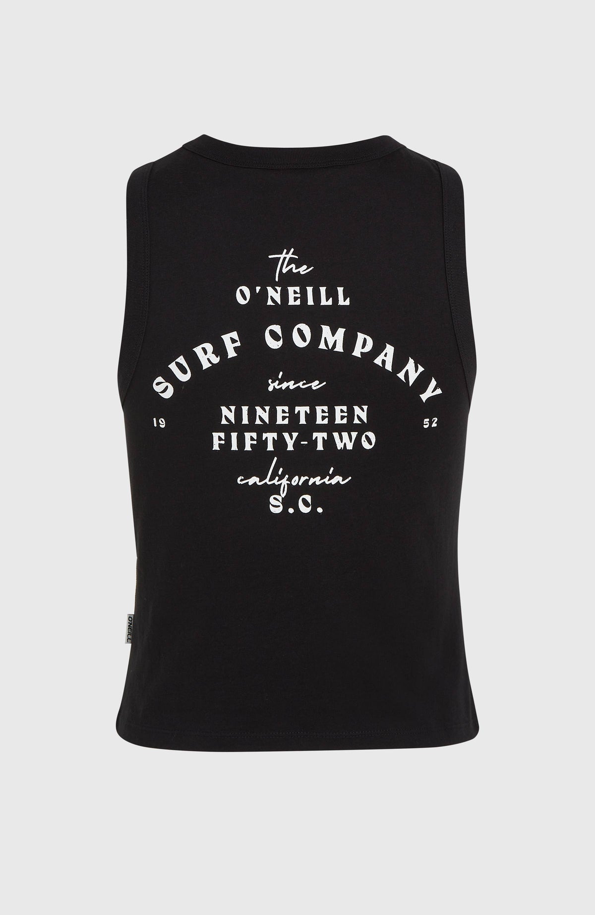 Summer Must Haves Graphic Tanktop für Damen, schwarz mit Logo-Print in Weiß, freigestellt in der Rückansicht