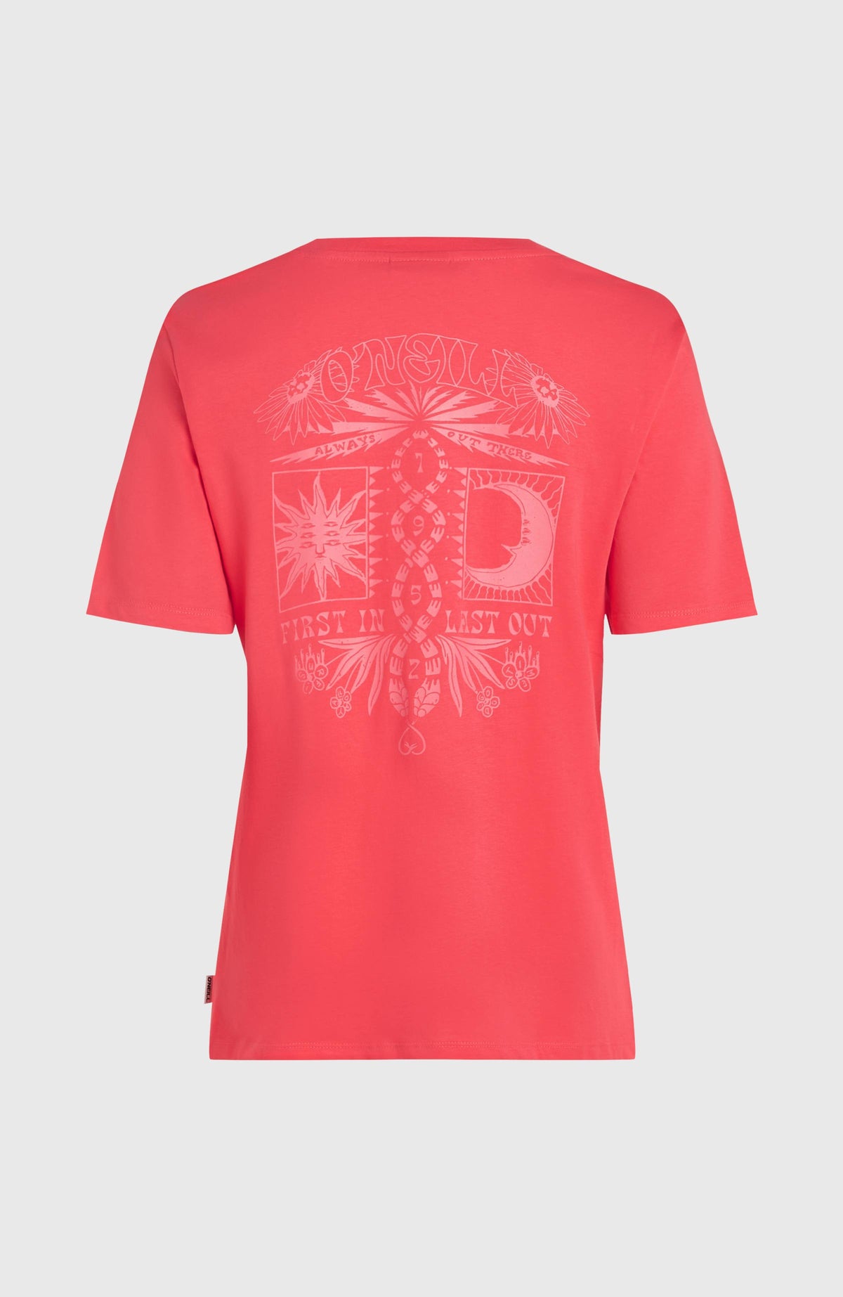 Summer Must Haves Graphic T-Shirt für Damen, pink mit großem Grafik-Print in Rosa, freigestellt von hinten