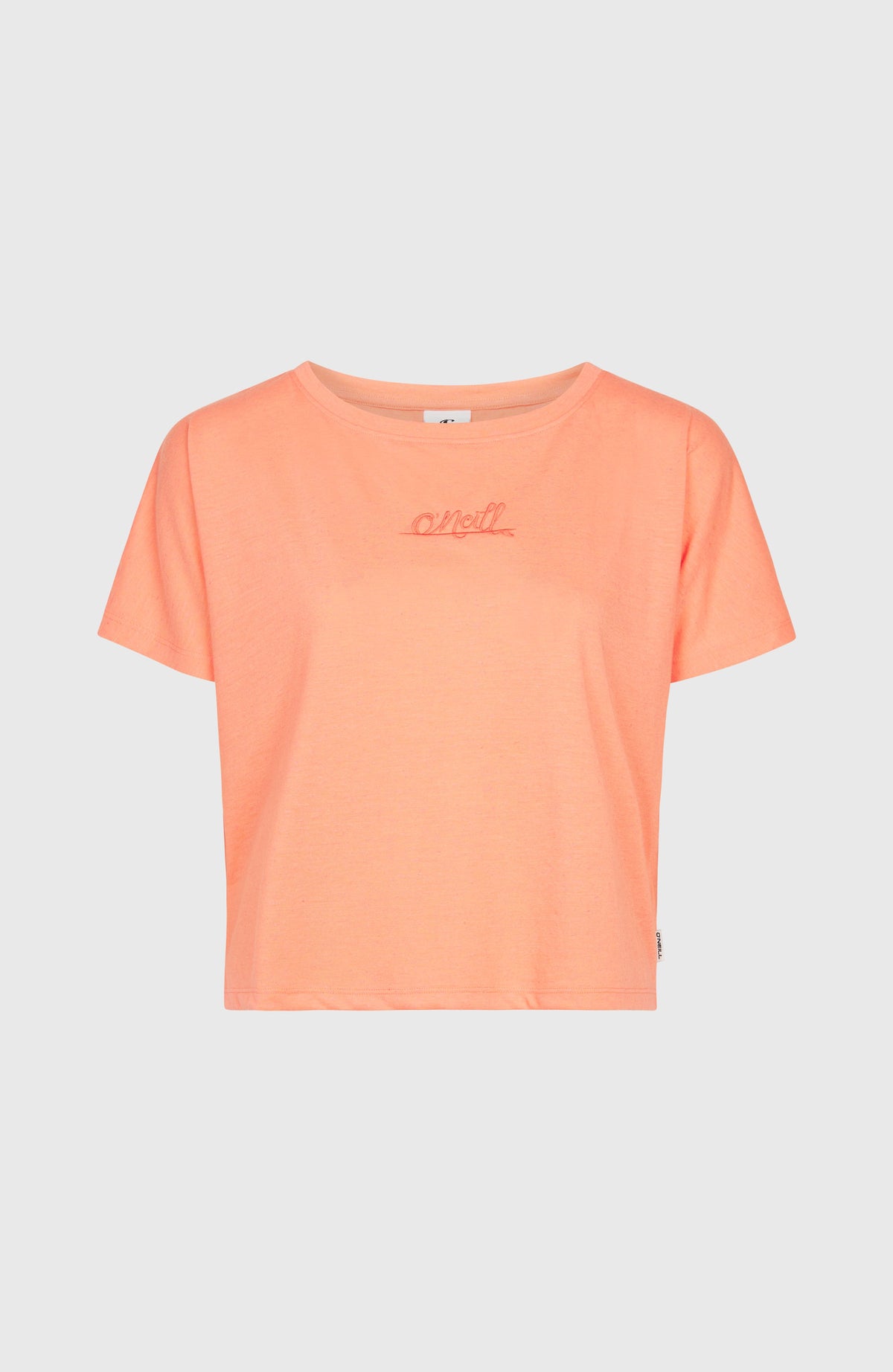 Essentials Script T-Shirt in Drape-Optik für Damen, pink, freigestellt von vorne