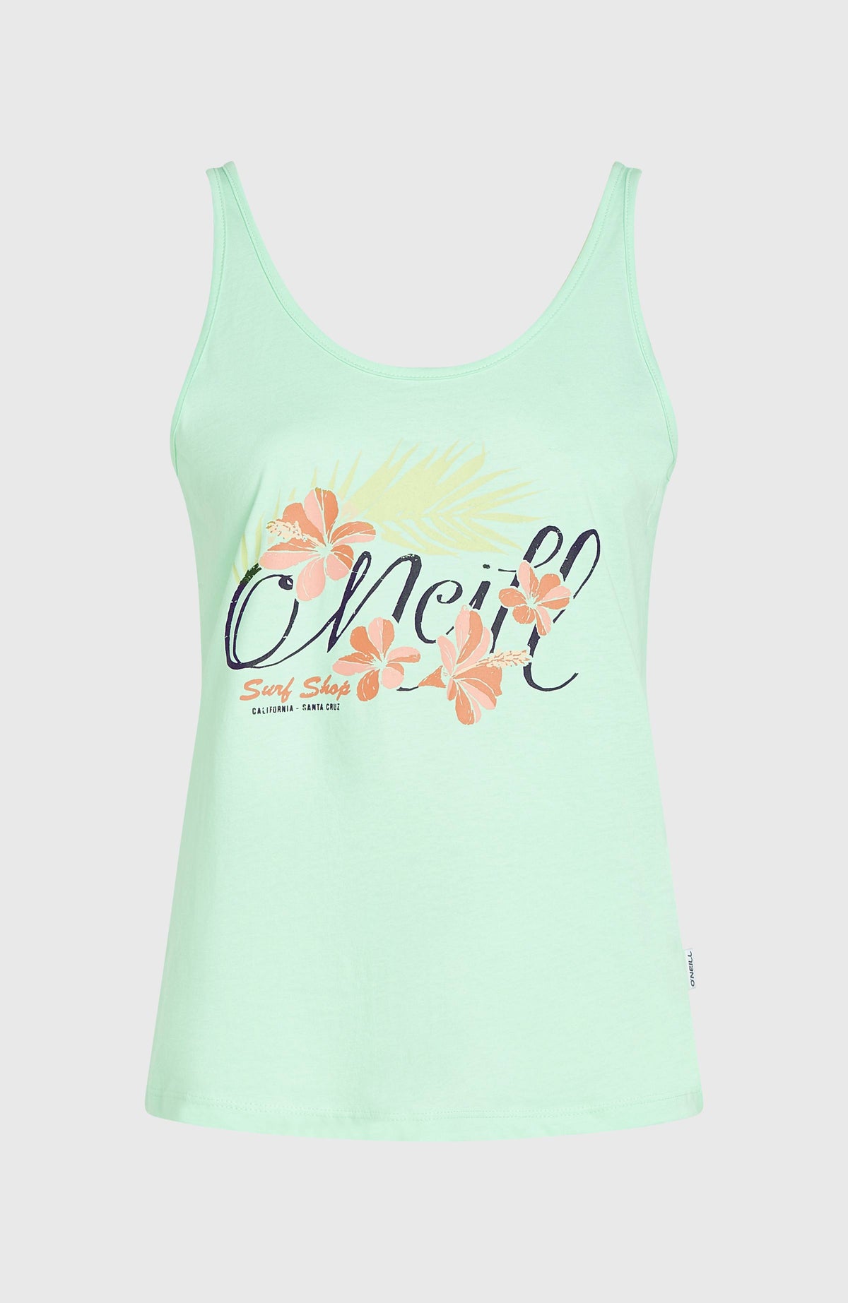 Luana Graphic Tanktop für Damen, grün mit Logo-Print in Rosa und Dunkelblau, freigestellt von vorne