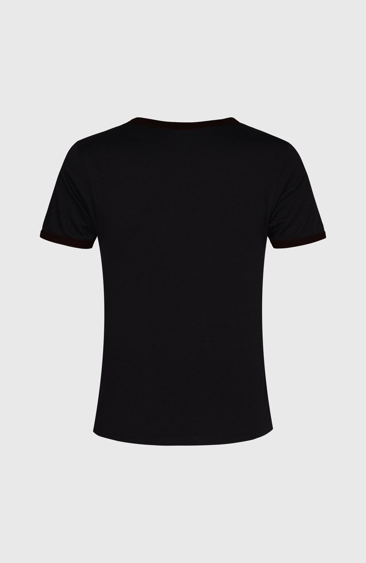 O'Riginals 1952 T-Shirt für Damen, schwarz, freigestellt von hinten mit kontrastierendem Kragen