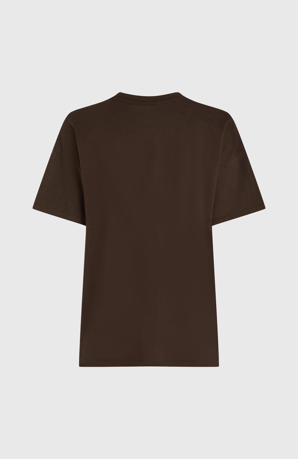 Future Surf Society T-Shirt für Damen, braun mit kurzen Ärmeln, freigestellt in der Rückansicht