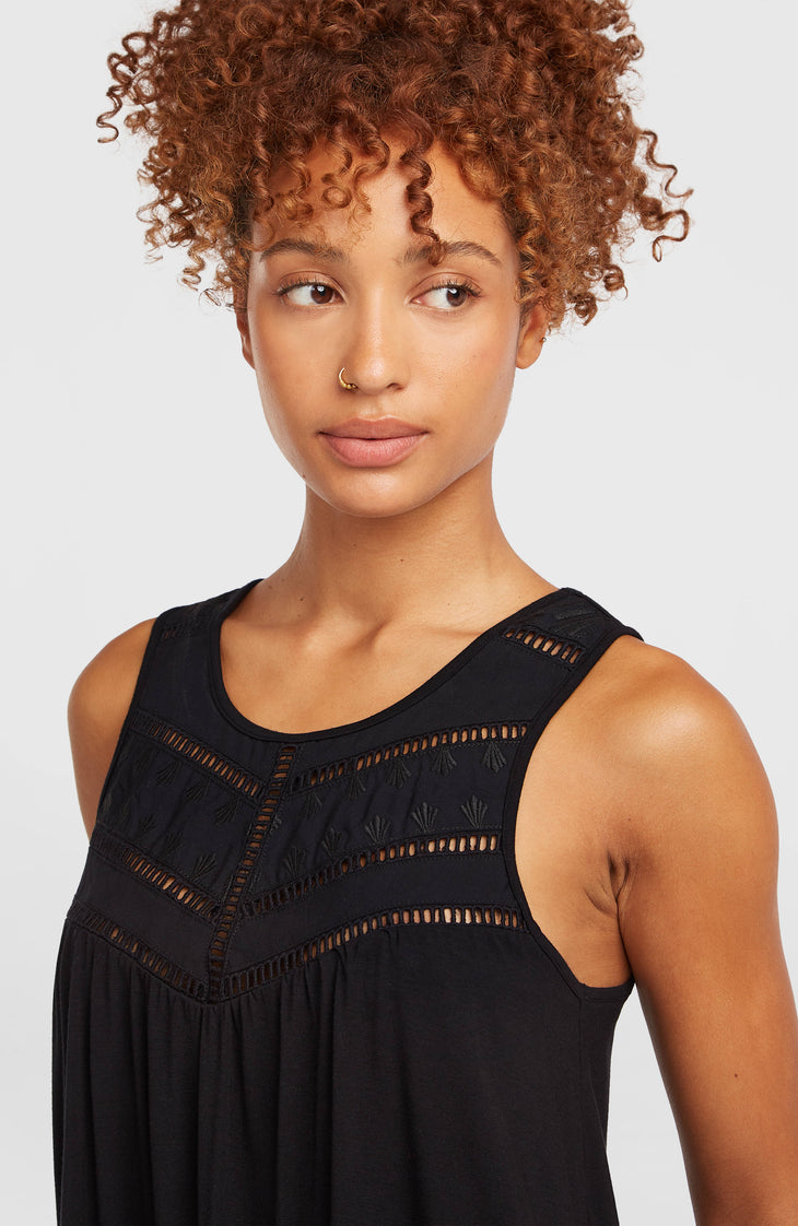 Essentials Tokeena Tanktop mit Stickerei | Black Out