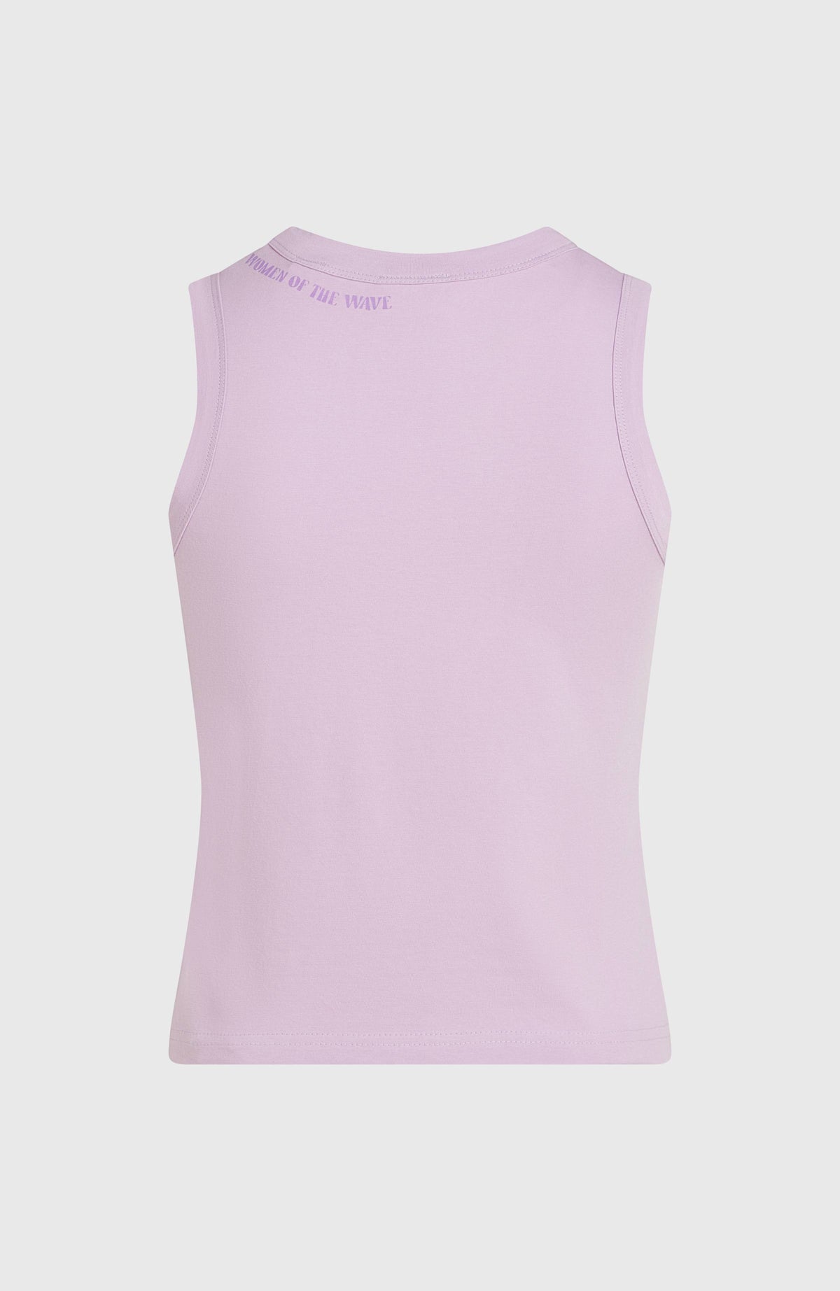 Women of the Wave Tanktop für Damen, lila, freigestellt von hinten mit Schriftzug am Kragen
