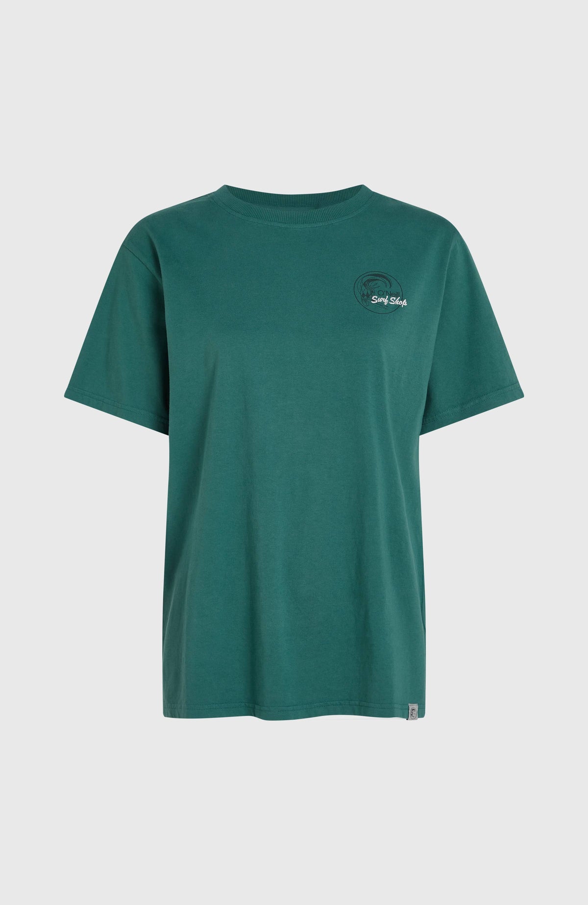 O'Riginals Vintage Graphic T-Shirt für Damen, grün mit Grafik-Print in Schwarz und Weiß, freigestellt von vorne