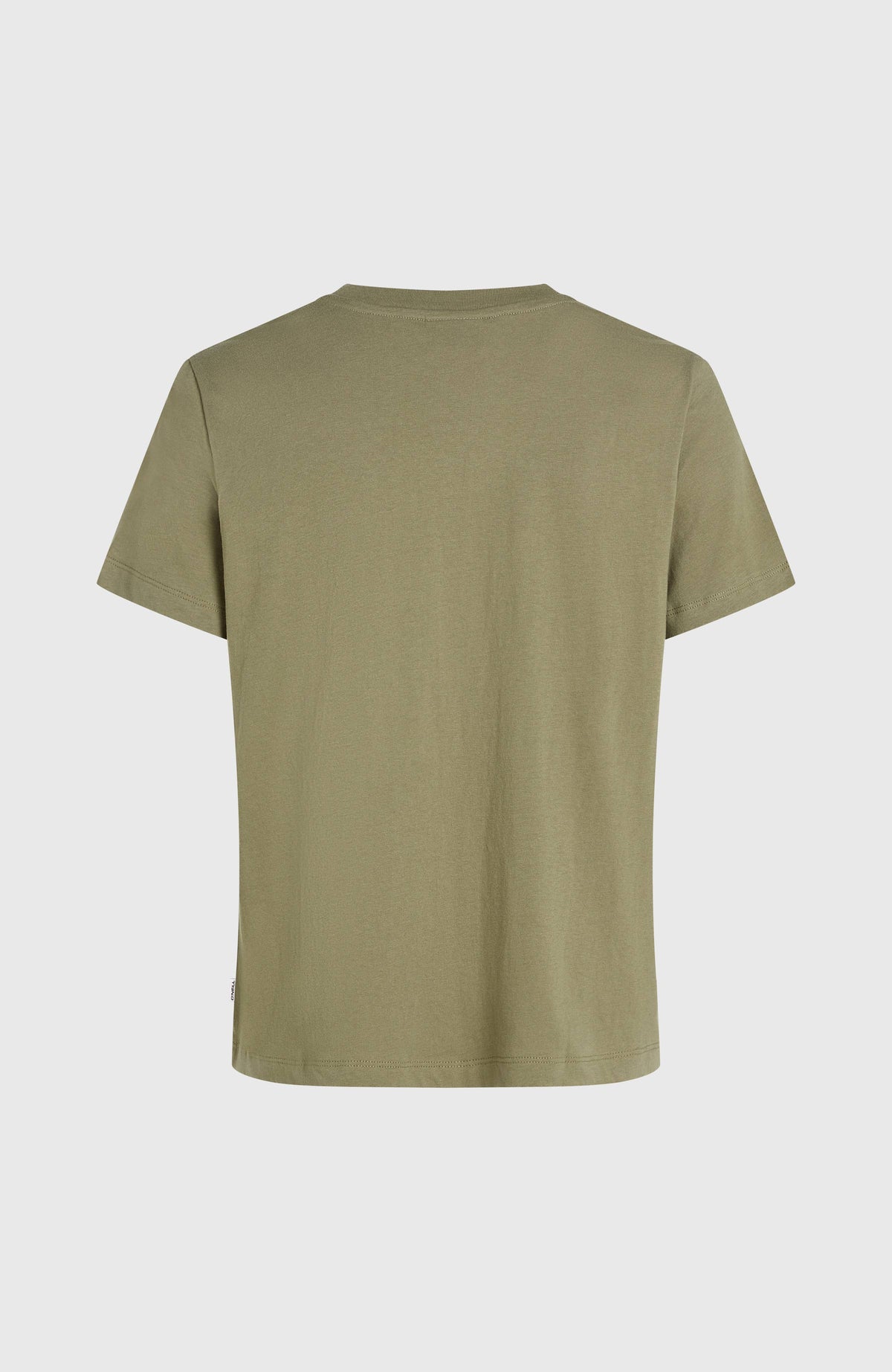 Front Print T-Shirt für Damen, grün, flach liegend von hinten